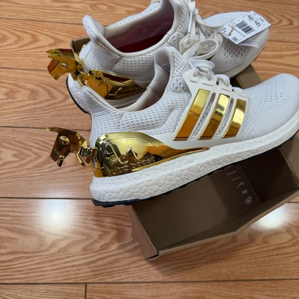 Adidas White and Metallic Gold Running Shoes - Picture 7 of 8